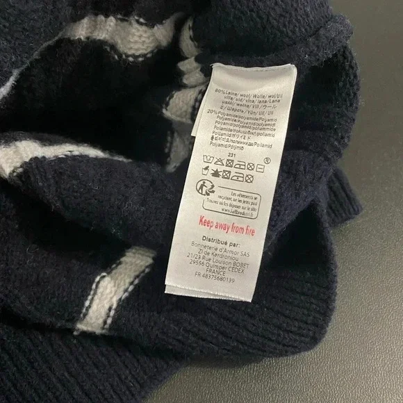 Armor Lux NWT Wool Fisherman Sweater Striped Navy - Picture 13 of 15